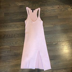 NWOT BCBGMaxazria Pink Ribbed Slit Midi Dress